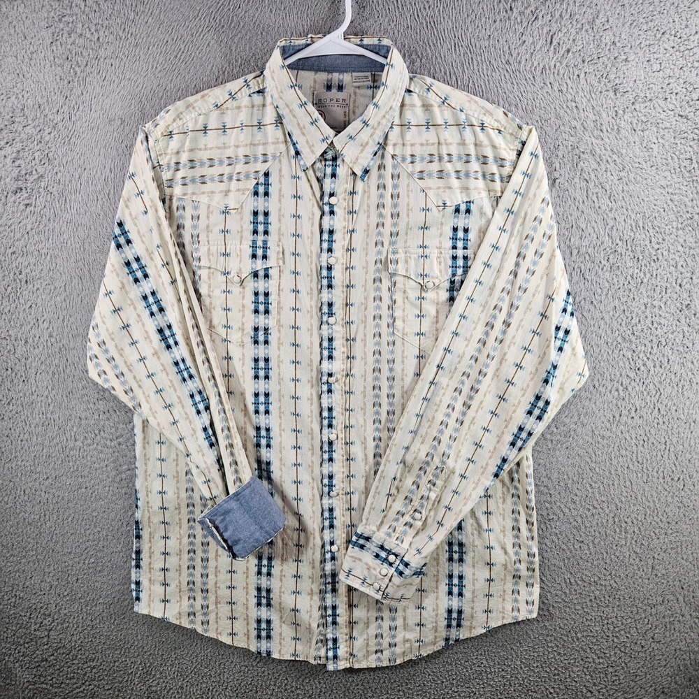 Roper Wear the West Mens XL Pearl Snap Western Shirt Southwestern Stripe Cotton